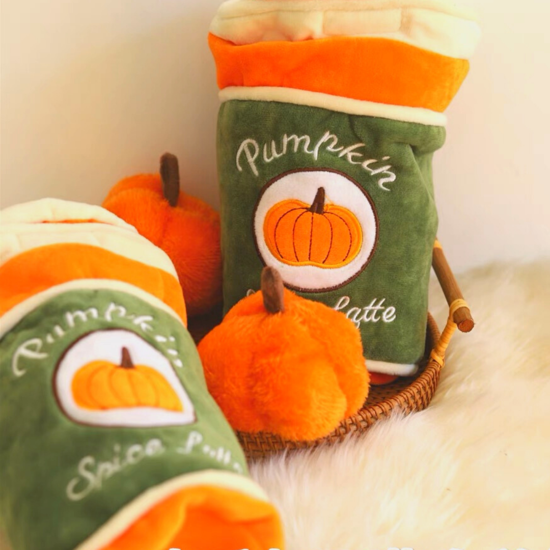 "Pumpkin Spice Latte" Hide-and-Seek Dog Toy