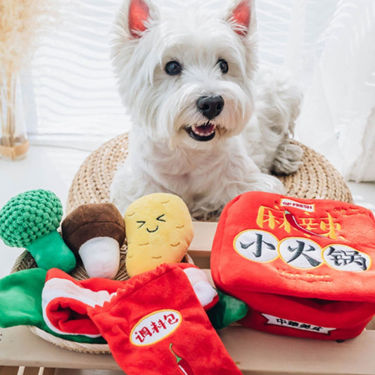 Spicy and Tasty Hot Pot with Fillings Snuffle Pet Toy Set