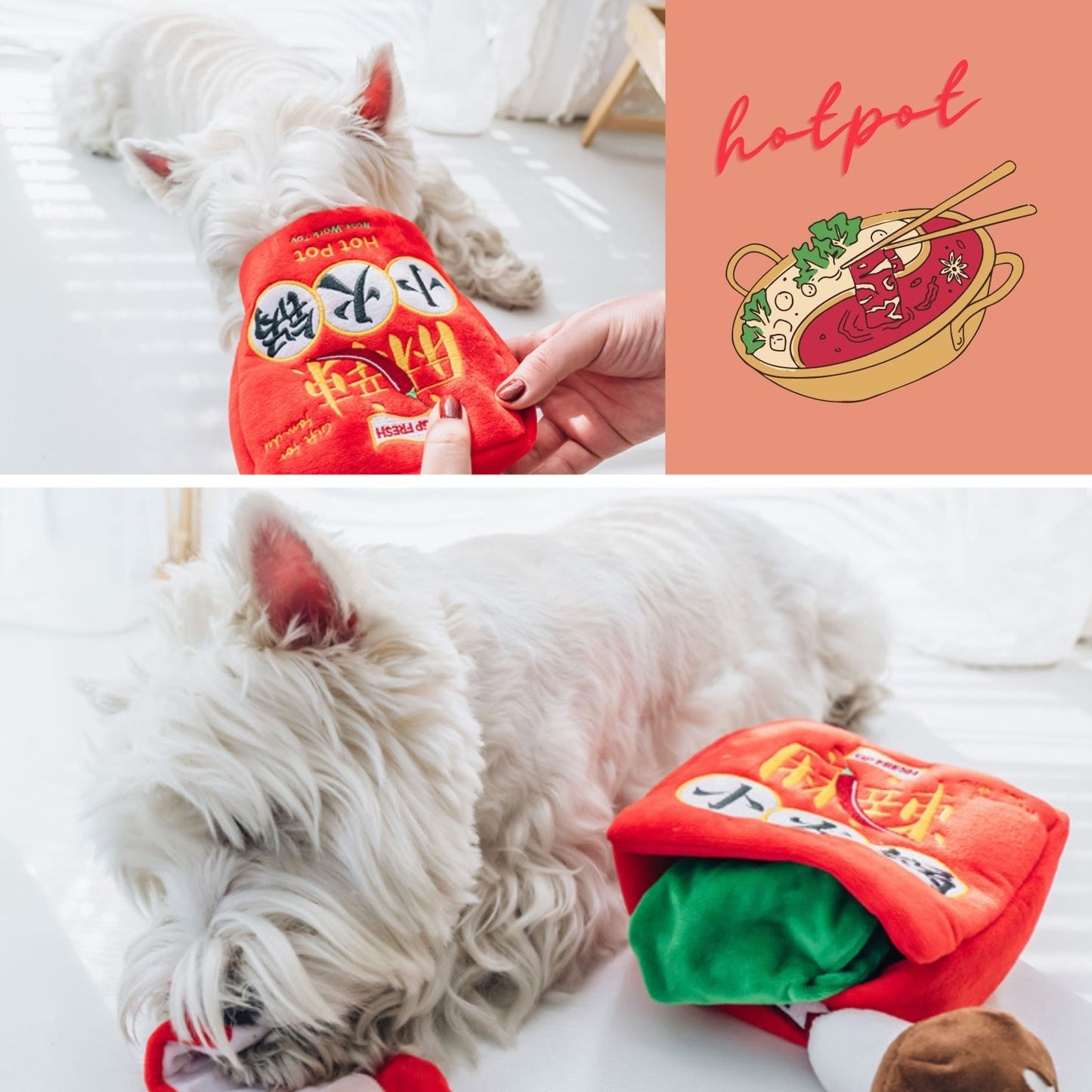 Spicy and Tasty Hot Pot with Fillings Snuffle Pet Toy Set